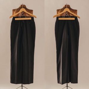 Vintage 70s/80s Black Drawstring High Waist Wide Leg Trousers